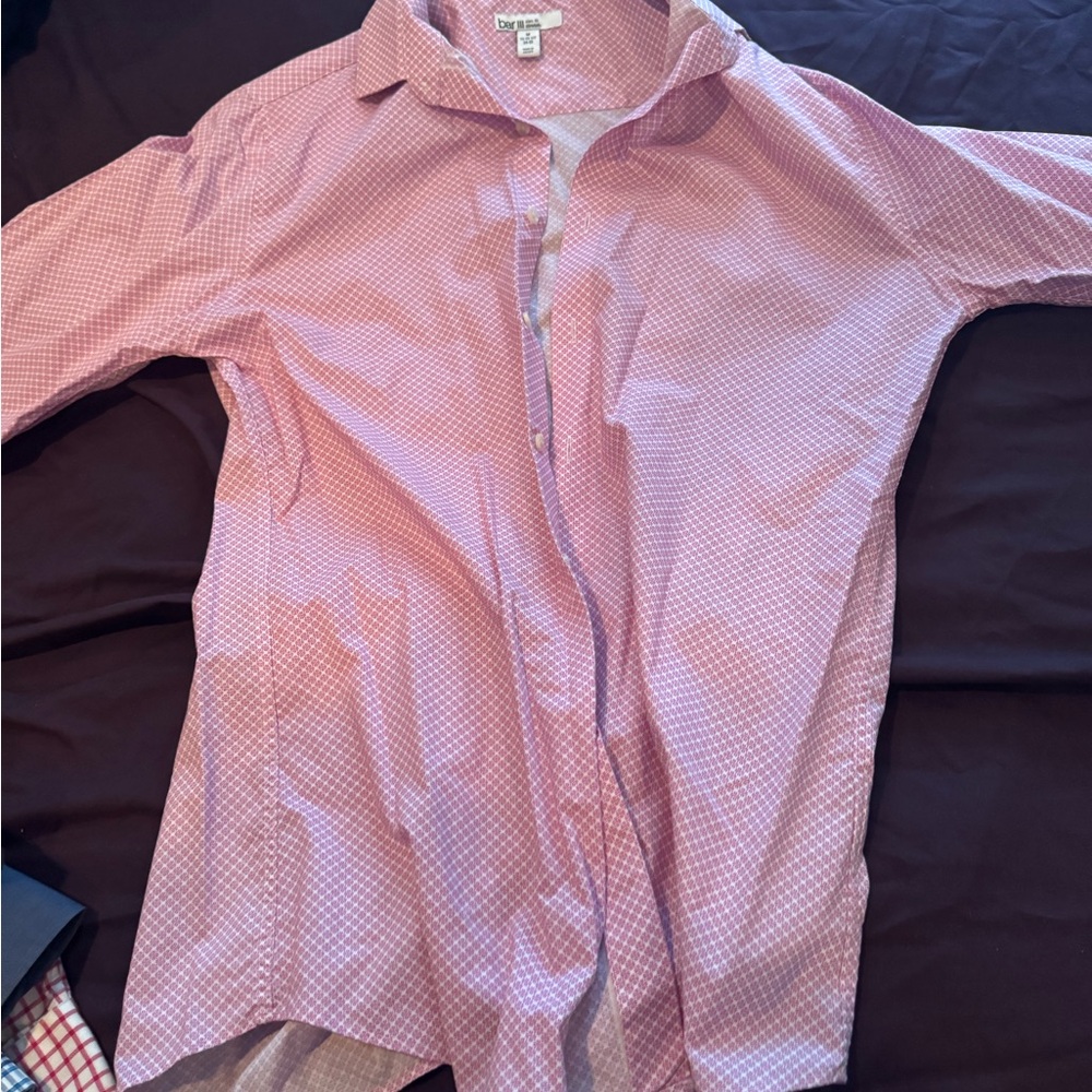 Bar III Pink Patterned Slim Fit Shirt